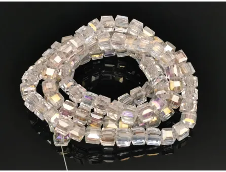 Margele cristal cub fatetat 6mm transparent AB (sirag)
