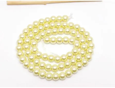 Perle de sticla calitate a 6mm galben pal (sirag)