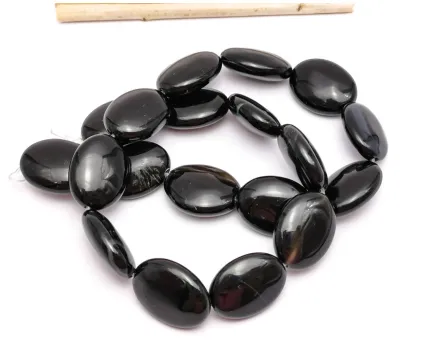Agate negru oval plat 20x15mm (sirag)