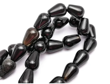 Agate negru picatura 13x10mm (sirag)