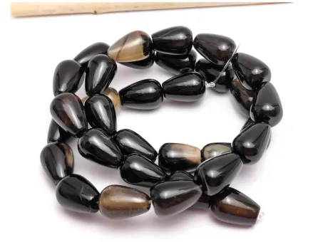 Agate negru picatura 11x8mm (sirag)