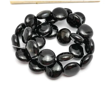 Agate negru rotund plat 14mm (sirag)