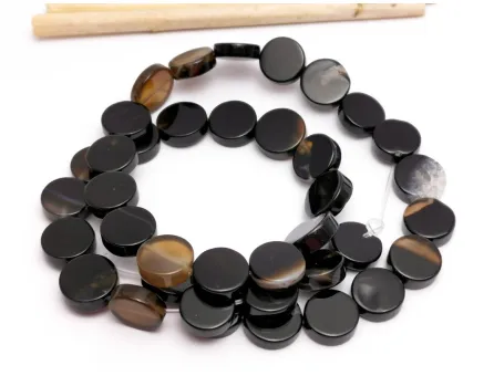 Agate negru rotund plat 10mm (sirag)