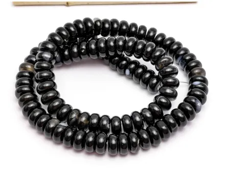 Agate negru rondele 8x4mm (sirag)