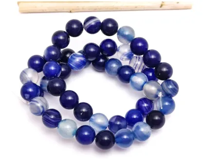 Sirag agate striped sfere 8mm albastru