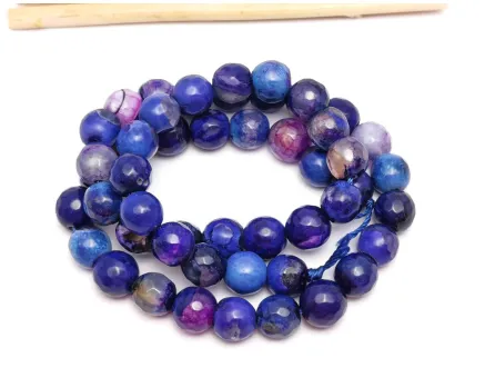 Sirag agate fatetat 8mm albastru mov