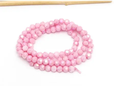 Margele cristal rotund fatetat 4mm roz opac lustered (sirag)