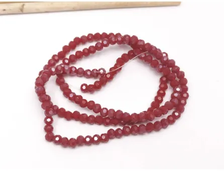 Margele cristal rotund fatetat 3~3.5mm rosu opac inchis lustered (sirag)