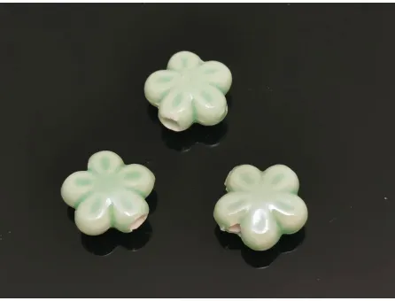Margele de portelan floare 11.5~11x6mm verde menta
