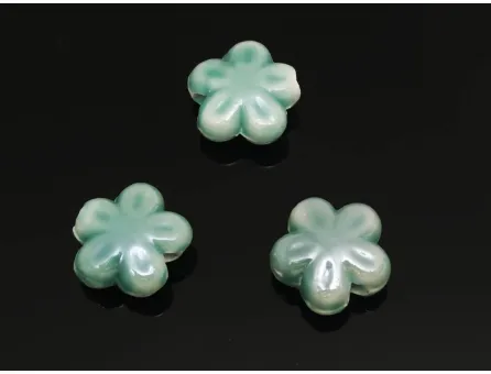 Margele de portelan floare 11.5~11x6mm turcoaz
