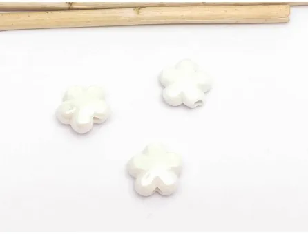 Margele de portelan floare 11.5~11x6mm alb