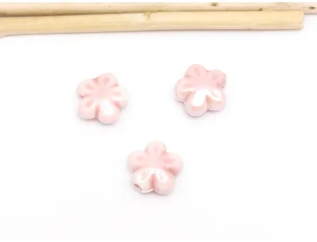 Margele de portelan floare 11.5~11x6mm roz