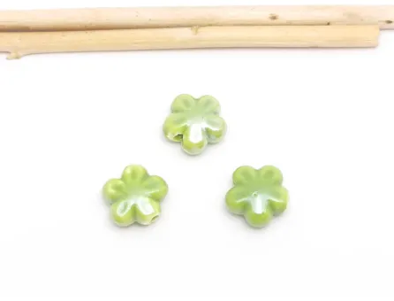 Margele de portelan floare 11.5~11x6mm verde mar