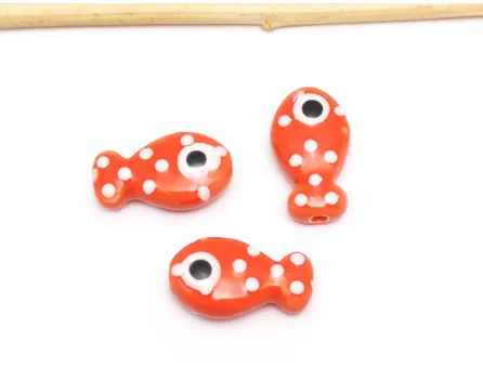 Margele de portelan pestisor 19x11x6.5mm rosu
