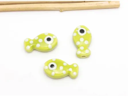 Margele de portelan pestisor 19x11x6.5mm verde mar
