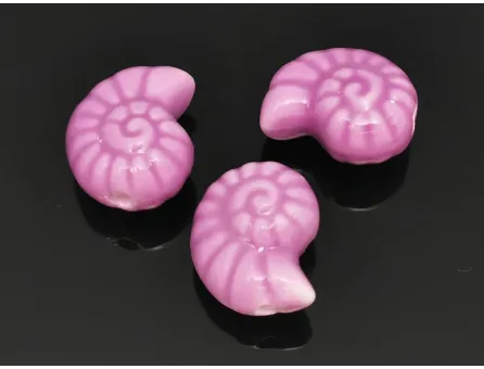 Margele de portelan scoica 14x12x8mm mov