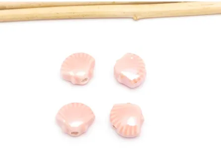 Margele de portelan scoica 12x10~9mm roz