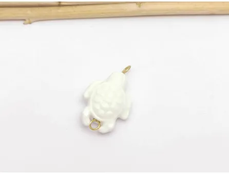 Margele de portelan testoasa 24x15x8mm alb
