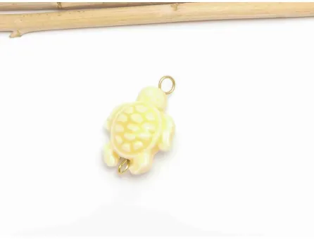 Margele de portelan testoasa 24x15x8mm galben pal