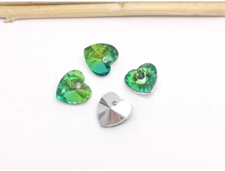 Pandantiv sticla 10mm verde peacock