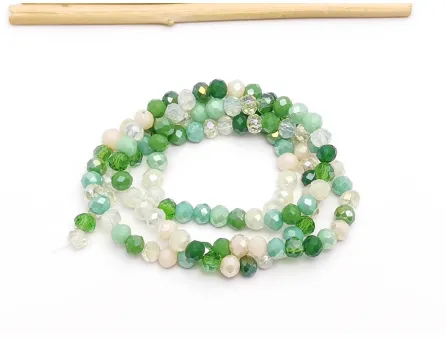 Margele cristal rondel fatetat 4x3mm mix verde (sirag)