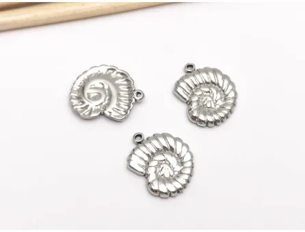 Pandantiv charm scoica din otel inoxidabil 304 - 14x12x2mm