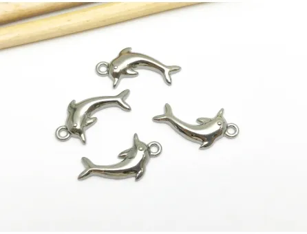 Pandantiv charm delfin din otel inoxidabil 304 - 15x18x2.5mm