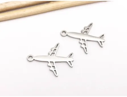 Pandantiv charm avion din otel inoxidabil 304 - 23x17x1.3mm