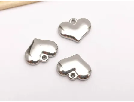 Pandantiv charm inima din otel inoxidabil 304 - 15x12x3mm