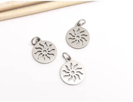 Pandantiv charm soare din otel inoxidabil 304 - 14x12x1mm