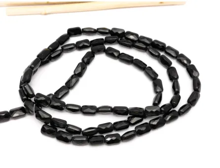 Margele cristal dreptunghi fatetat 6.5x4mm negru (sirag)
