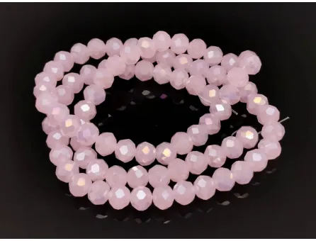 Margele cristal rondel fatetat 6x4mm roz opal AB (sirag)
