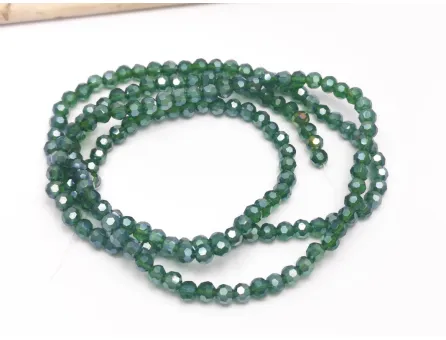 Margele cristal rotund fatetat 3~3.5mm verde padure lustered (sirag)