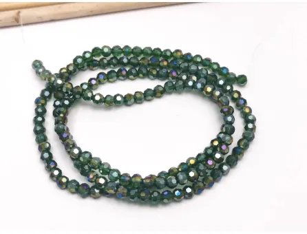 Margele cristal rotund fatetat 3~3.5mm verde padure AB (sirag)