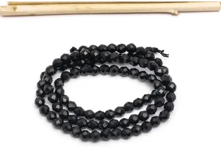 Margele cristal rotund microfatetat 3.5~4mm negru (sirag)