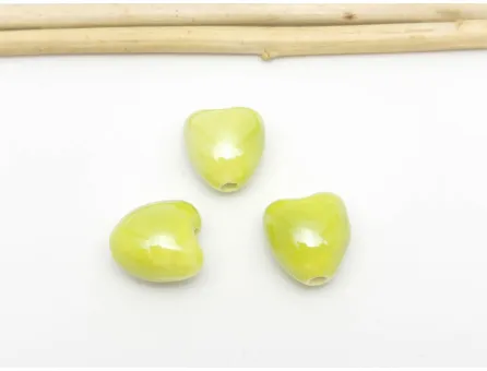 Margele de portelan inima 10x9x7mm verde lime