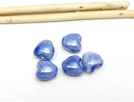 Margele de portelan inima 10x9x7mm albastru
