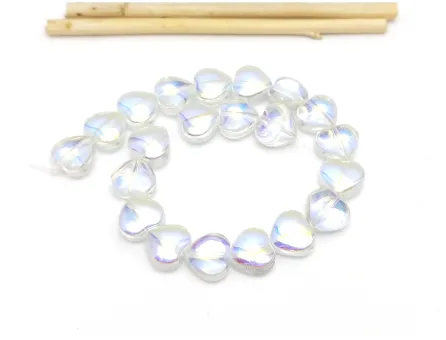 Margele sticla inima 10mm transparent AB (sirag)