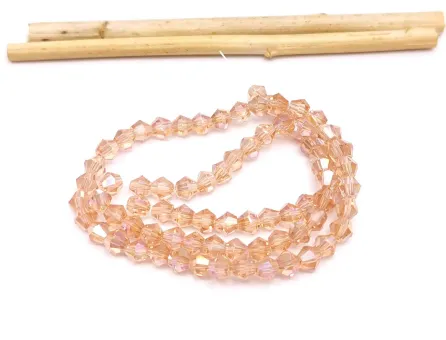 Margele cristal biconic 4mm roz somoniu AB (sirag)