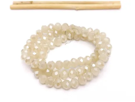 Margele cristal rondel fatetat 6x4mm nisipiu opal lustered (sirag)