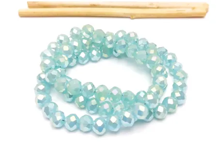 Margele cristal rondel fatetat 6x4mm aqua opal AB (sirag)