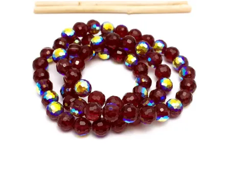 Margele cristal rotund micofatetat electroplacat 7.5~8mm burgundy AB (sirag)