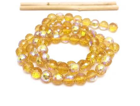 Margele cristal rotund micofatetat electroplacat 7.5~8mm auriu AB (sirag)