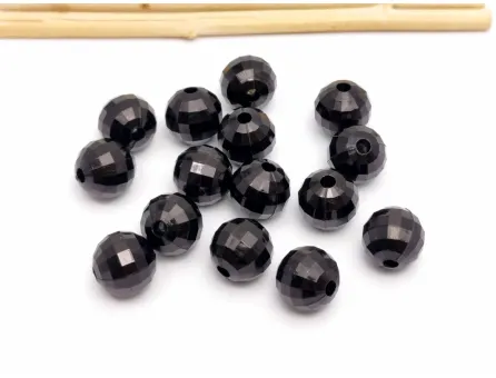 Margele acrilice fatetate 10mm negru (50buc)