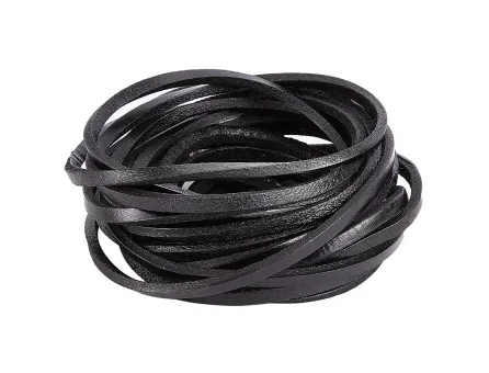 Snur piele naturala plata 5x4mm negru