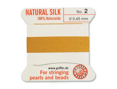 Fir matase naturala pentru insirat perle si margele nr 2 - 0.45mm amber (2metri)