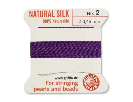 Fir matase naturala pentru insirat perle si margele nr 2 - 0.45mm amethyst (2metri)