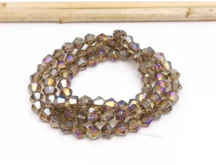 Margele cristal biconic 4mm gri fum AB (sirag)