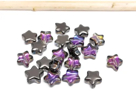 Margele sticla stelute 8mm iris mov negru (1buc)