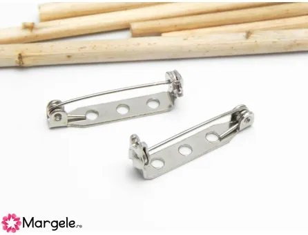 Baza pentru brosa cu siguranta 33x5mm argintiu inchis